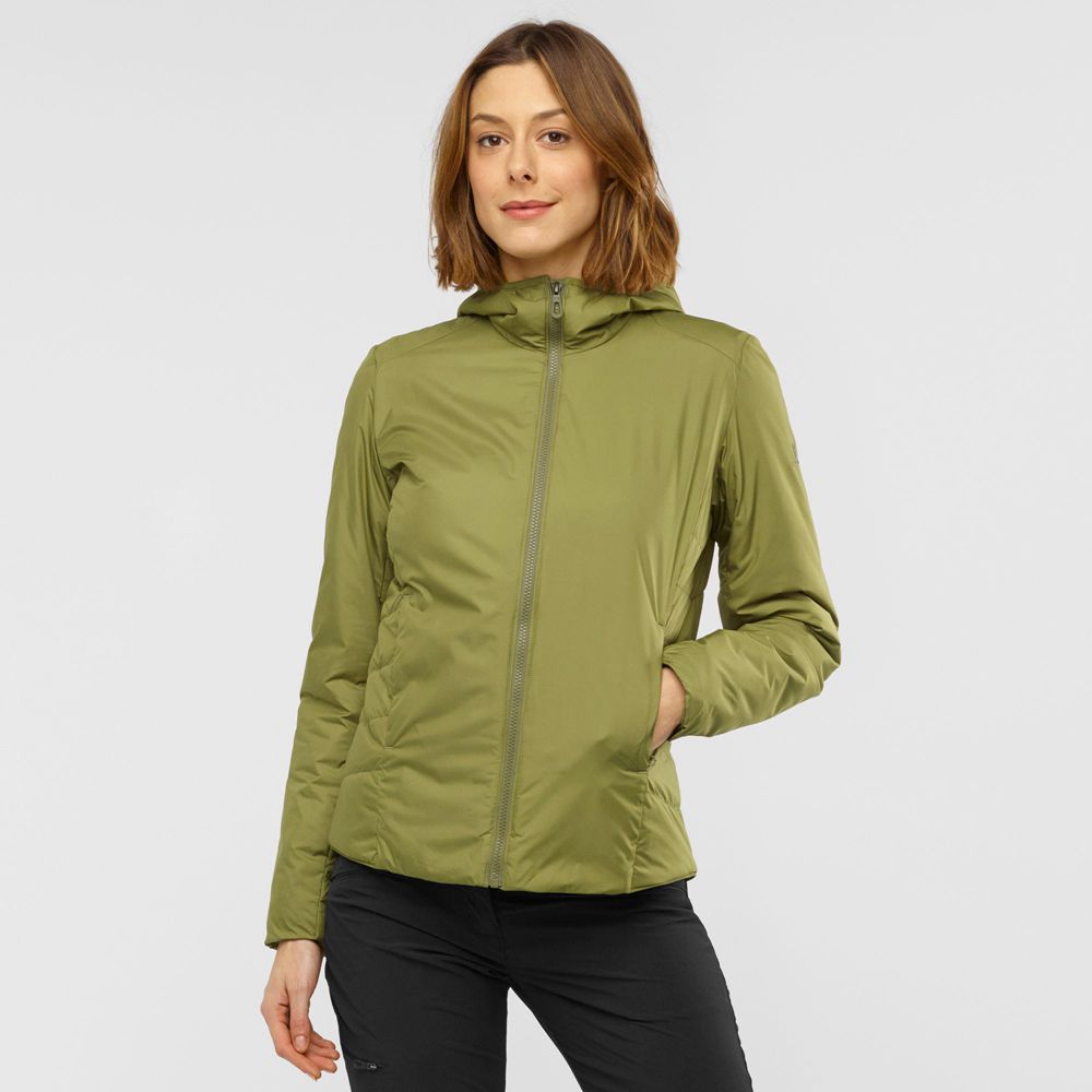 Salomon OUTRACK INSULATED - Womens Insulated Jackets - Olive Green - NZ (47896-MWOD)